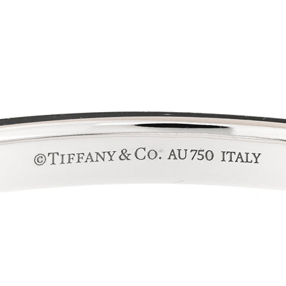 Tiffany 18K White Gold Diamond T Hinged Bangle Bracelet 3 of 4
