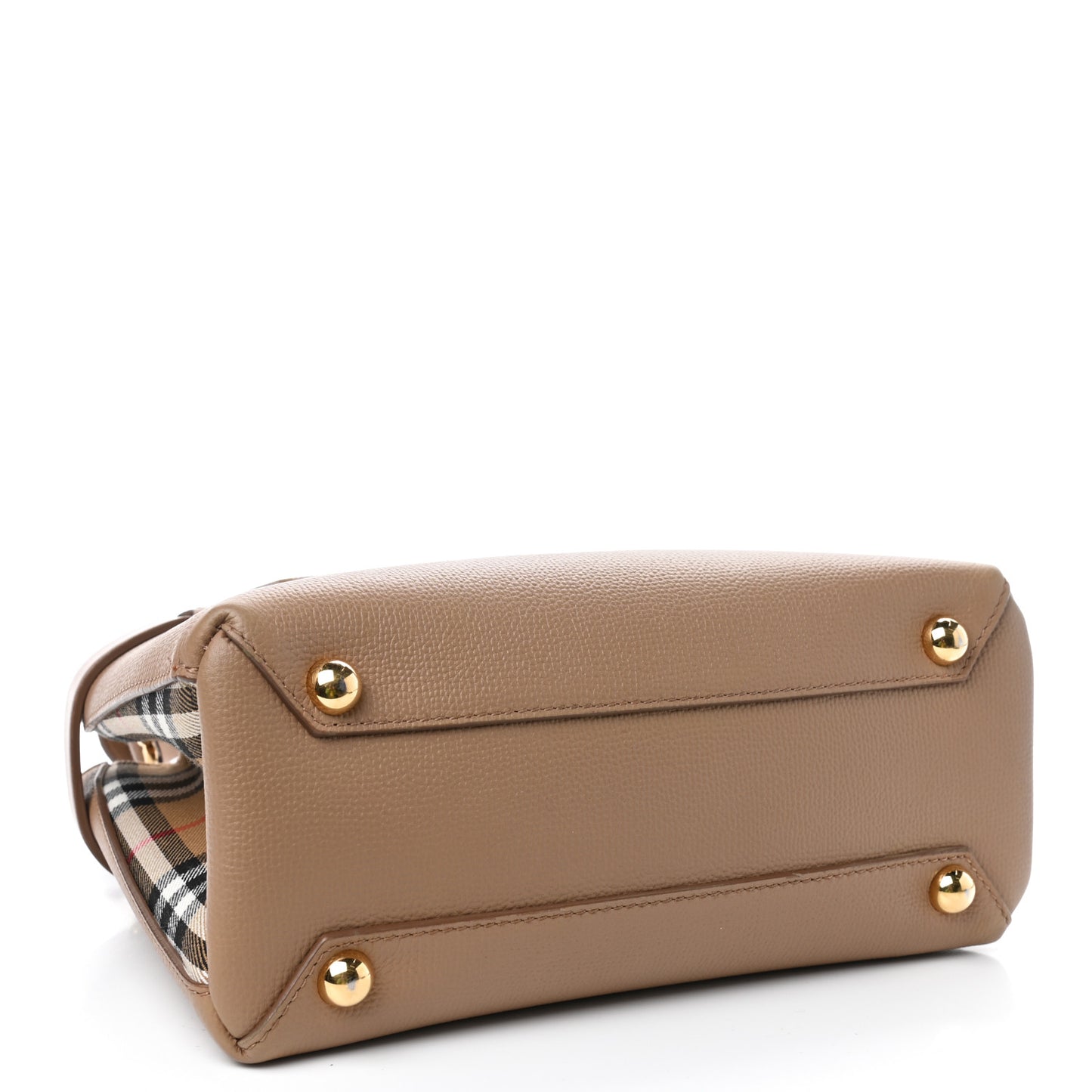 Derby Calfskin House Check Small Banner Tote Camel