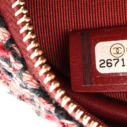 Chanel Tweed Quilted Round Clutch With Chain Red 7 of 11
