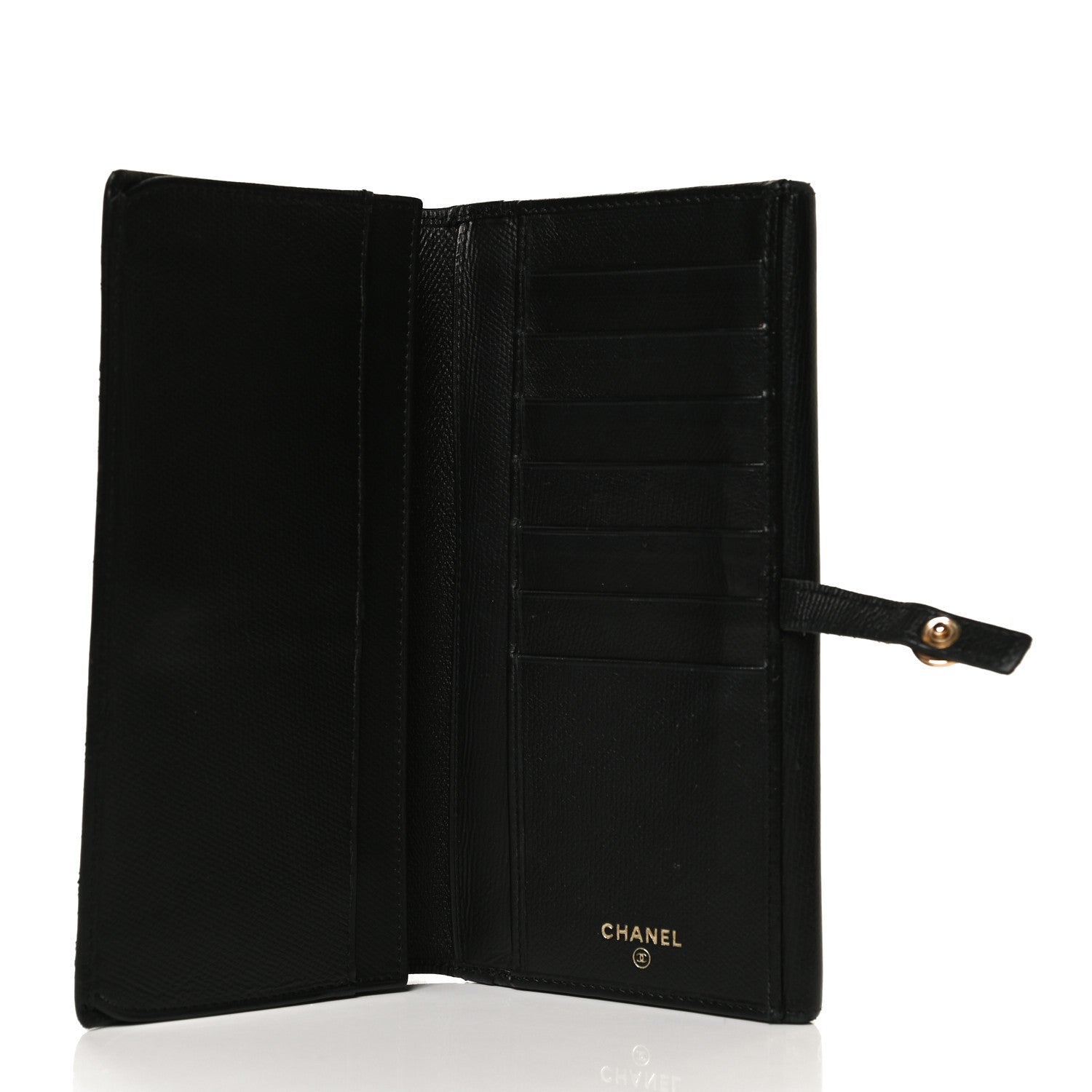 Chanel Grained Calfskin CC Button Long Wallet Black 5 of 14