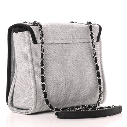 Chanel Woven Straw Raffia Small Deauville Messenger Grey 3 of 11