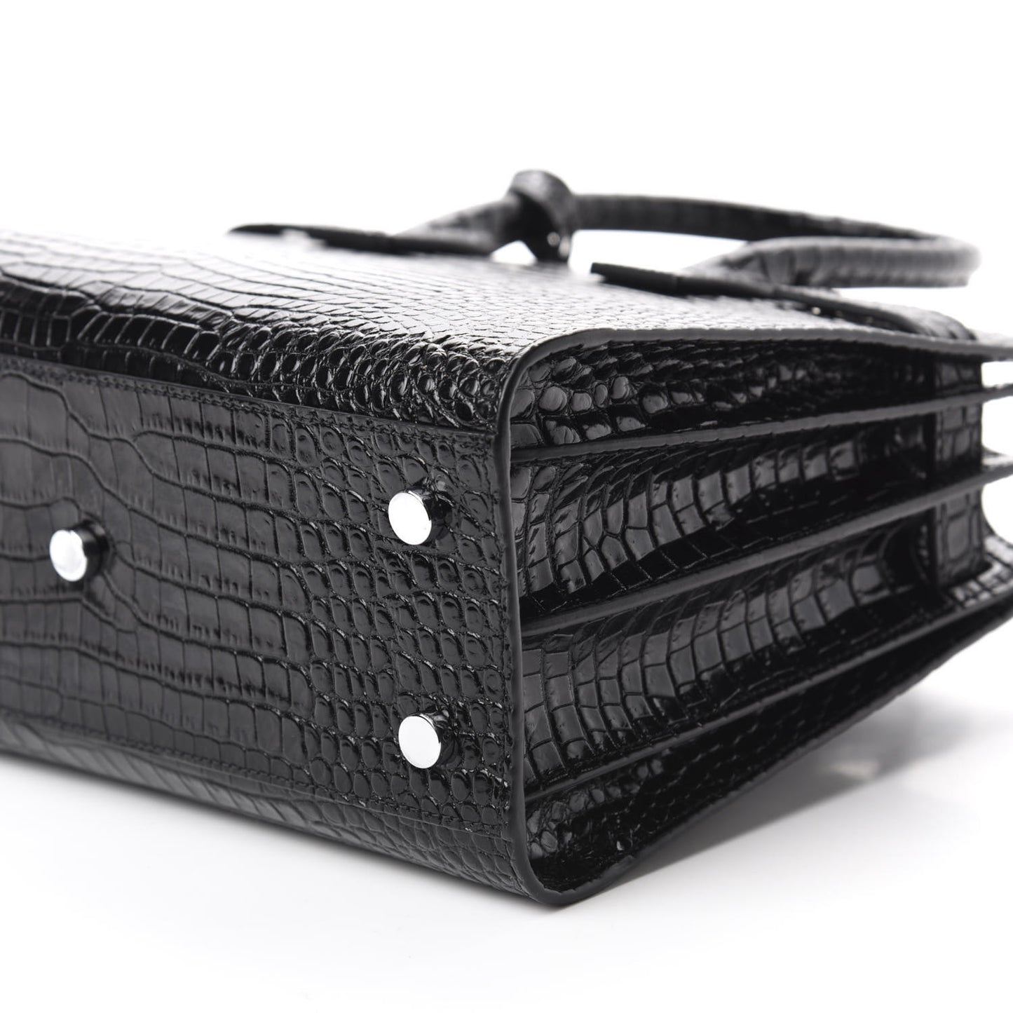 Calfskin Crocodile Embossed Baby Sac De Jour Black