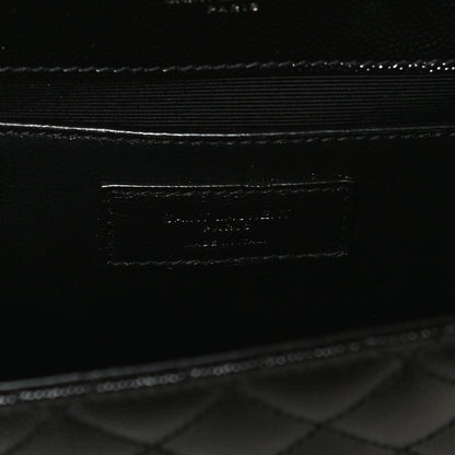 Saint Laurent Grain De Poudre Textured Mixed Matelasse Triquilt Medium Monogram Satchel Black 6 of 12