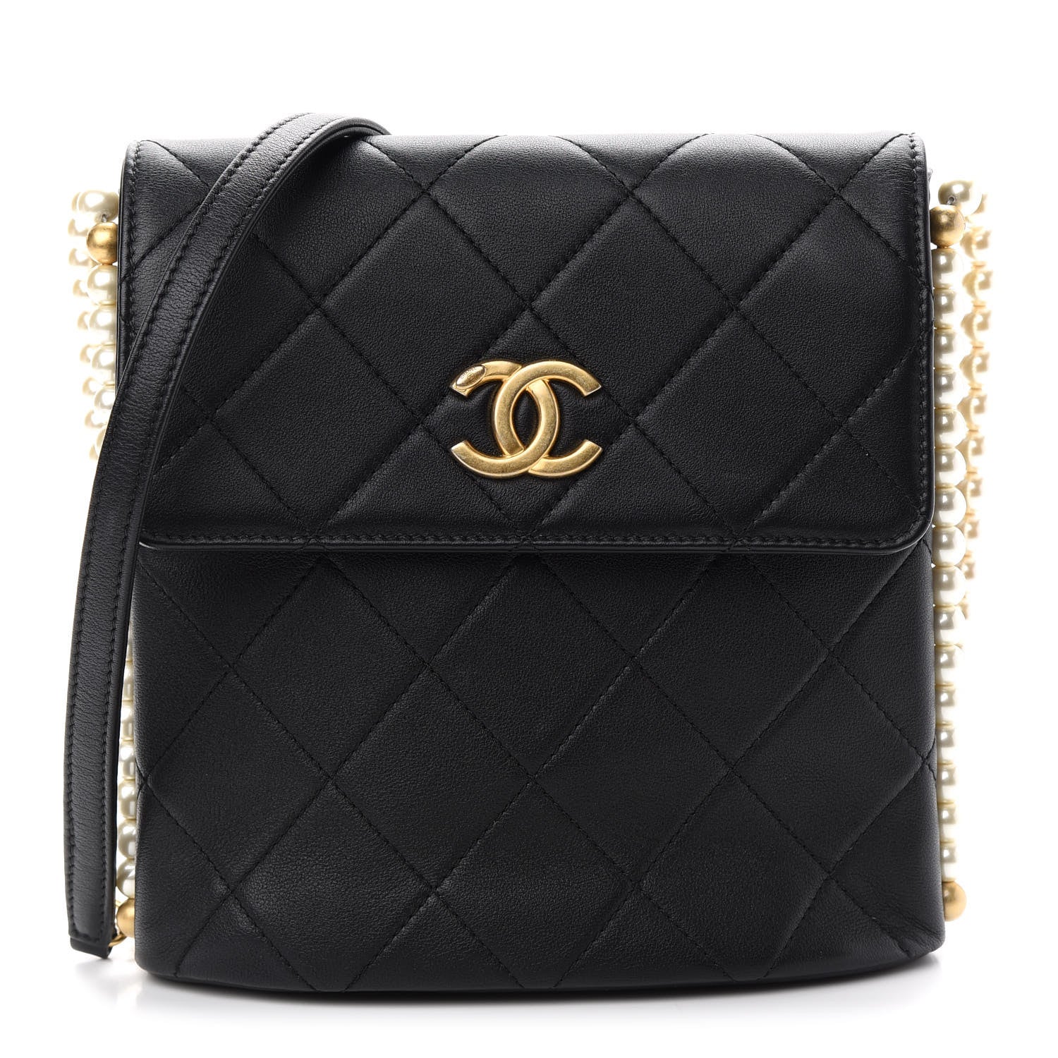 Chanel Calfskin Quilted Pearl Small About Pearls Hobo Bag Black 1 of 9