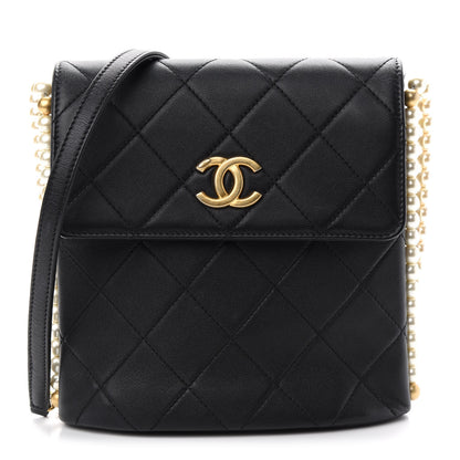 Chanel Calfskin Quilted Pearl Small About Pearls Hobo Bag Black 1 of 9