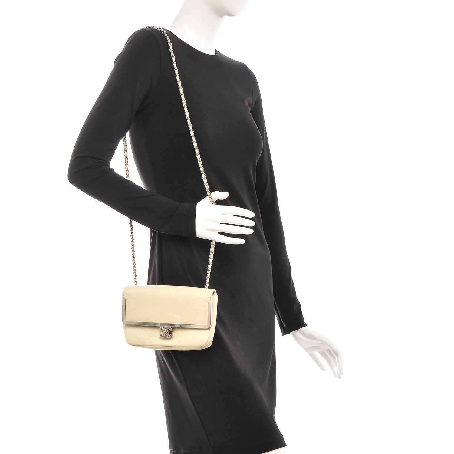 Chanel Distressed Patent Calfskin Small Frame Single Flap White 2 of 8