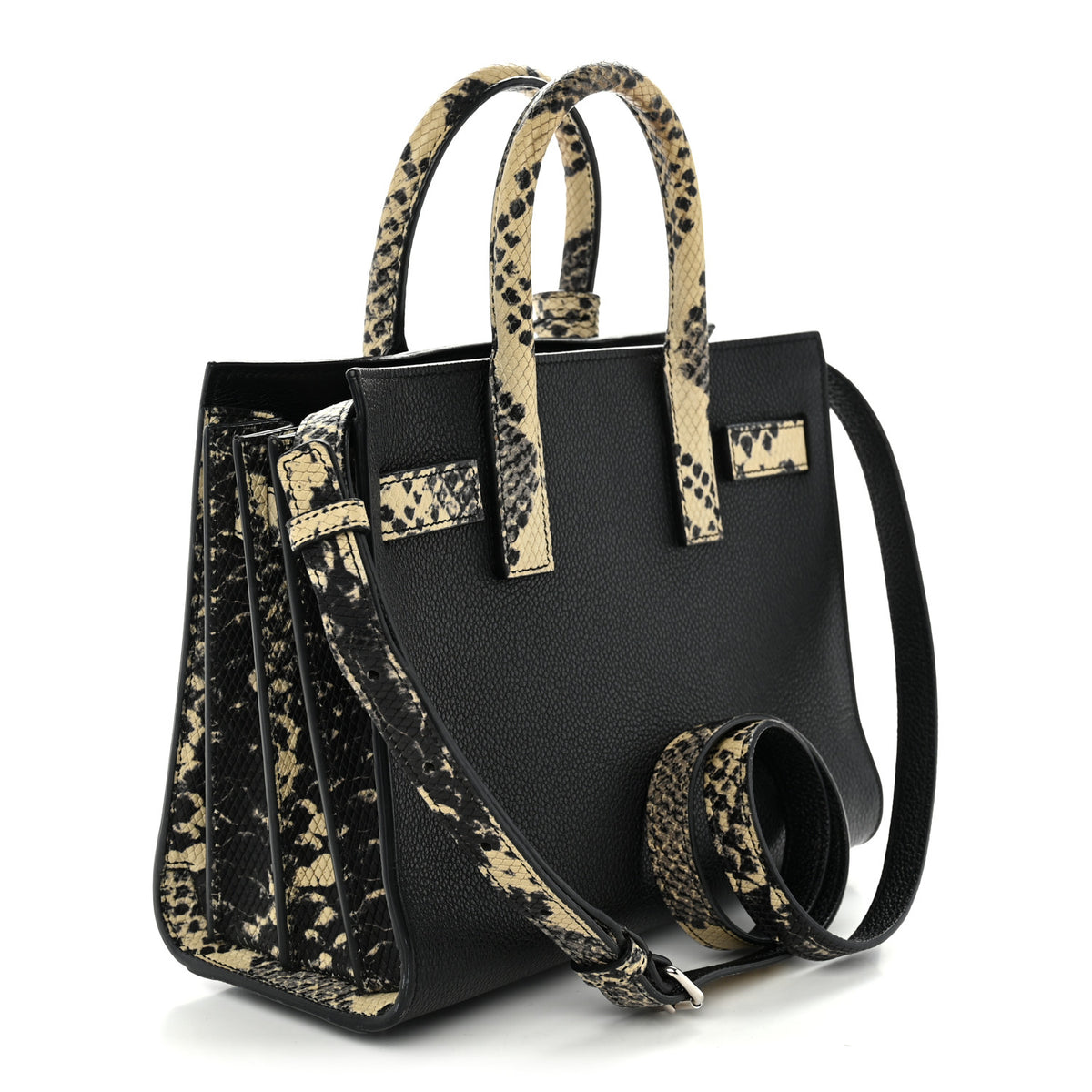 Saint Laurent Grained Calfskin Python Embossed Nano Sac De Jour Black 3 of 13