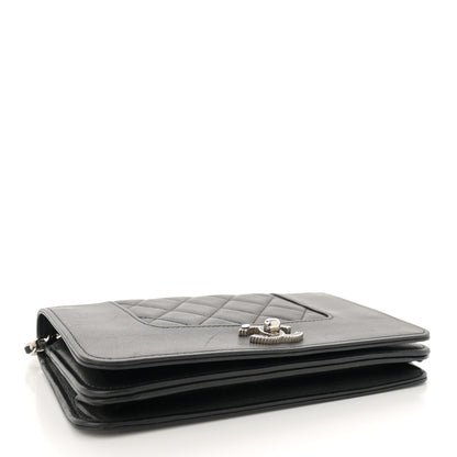 Chanel Sheepskin Quilted Mini Vintage Mademoiselle Wallet On Chain WOC Black 4 of 12