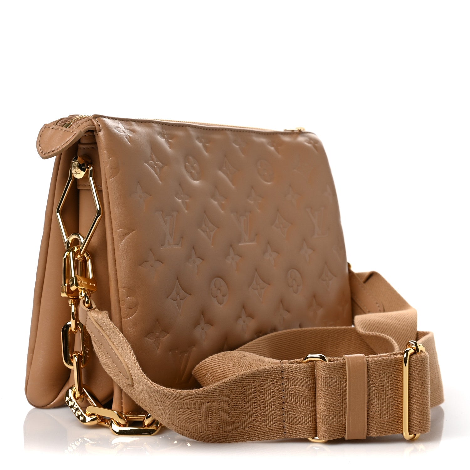 Louis Vuitton Lambskin Embossed Monogram Coussin PM Camel 3 of 8