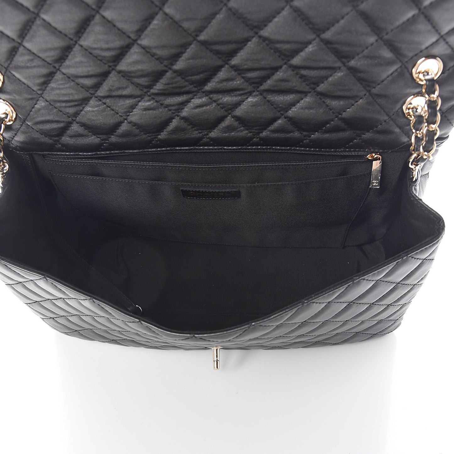 Calfskin Quilted XXL Travel Flap Bag Black