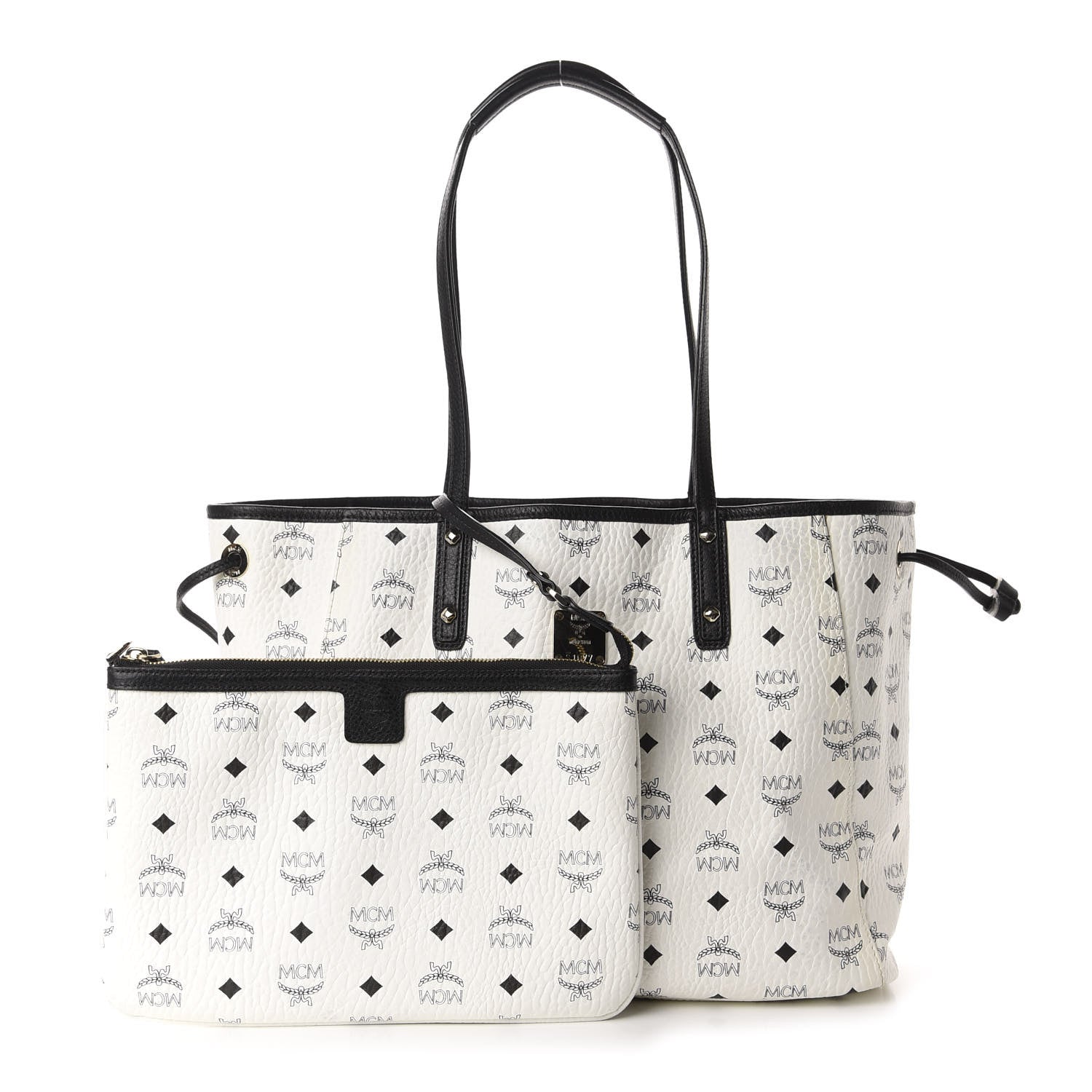 MCM Visetos Medium Project Reversible Shopper Tote White 1 of 18