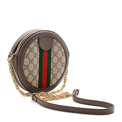 Gucci GG Supreme Monogram Web Mini Ophidia Round Shoulder Bag Brown 3 of 10
