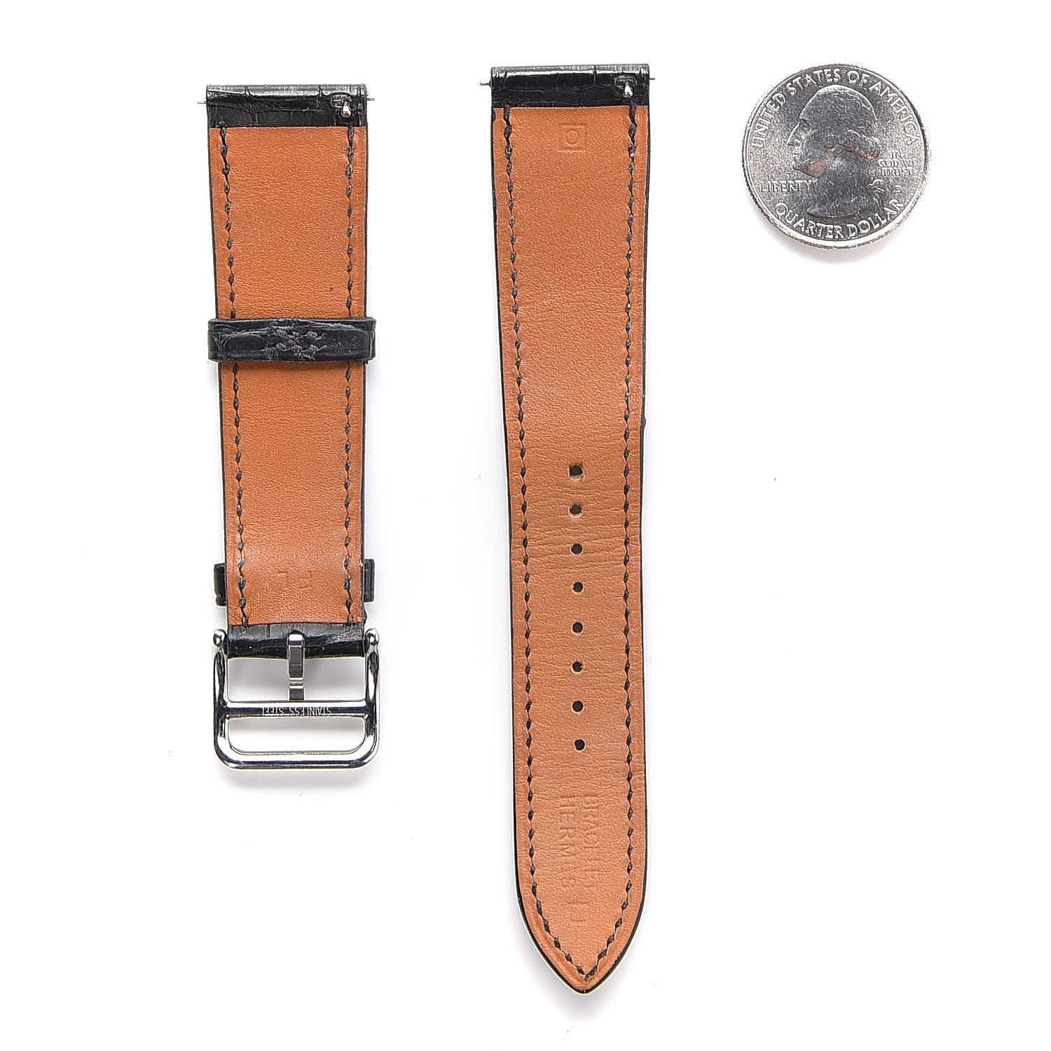 Hermes Alligator H Hour Watch MM Strap Black 2 of 4