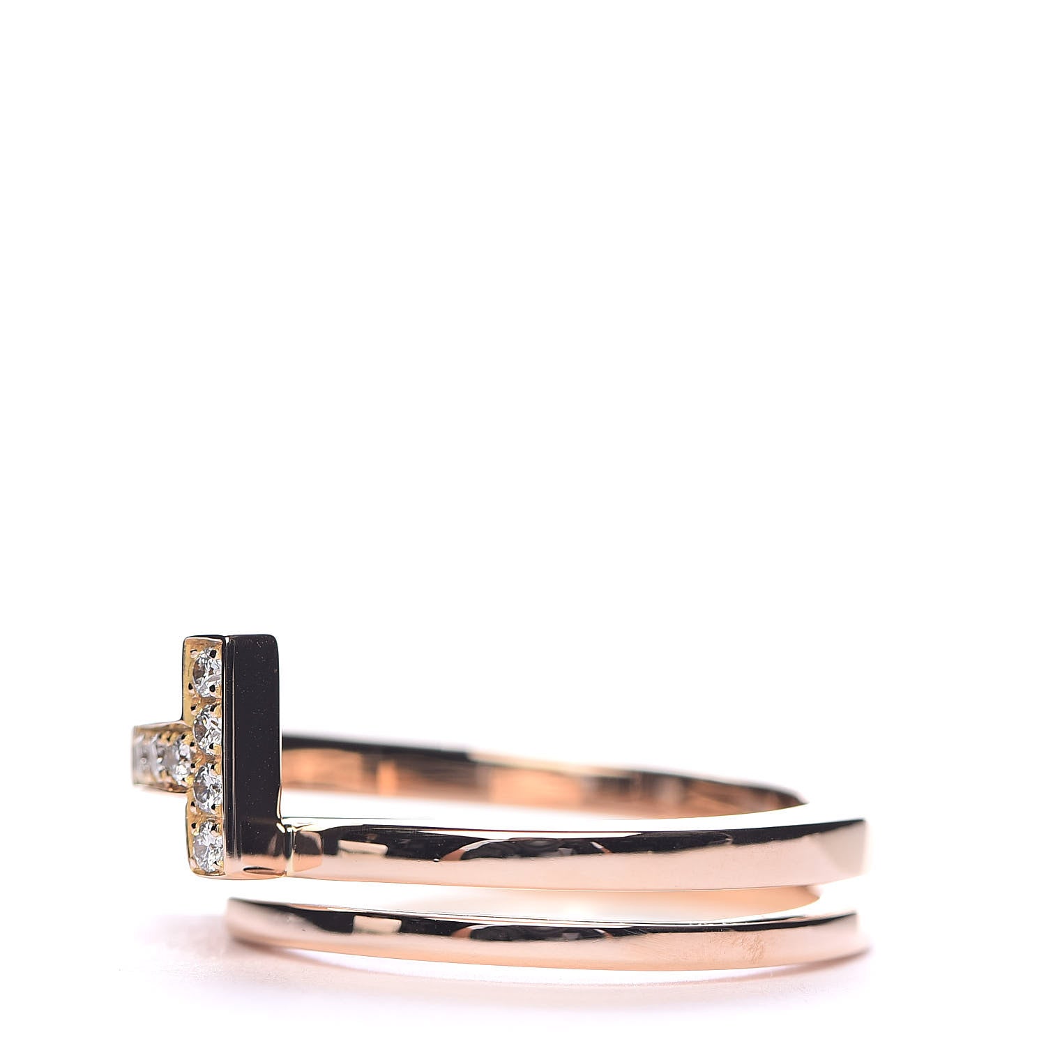 Tiffany 18K Rose Gold Diamond T Square Wrap Ring 58 8.25 4 of 6
