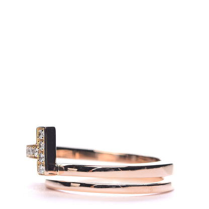 Tiffany 18K Rose Gold Diamond T Square Wrap Ring 58 8.25 4 of 6