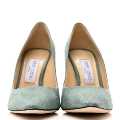 Jimmy Choo Suede Romy 100 Pumps 38 Verdi Gris 2 of 11