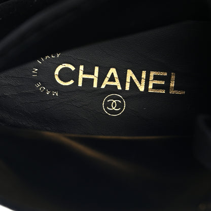 Chanel Velvet CC Lace Up Boots 40.5 Black 7 of 9