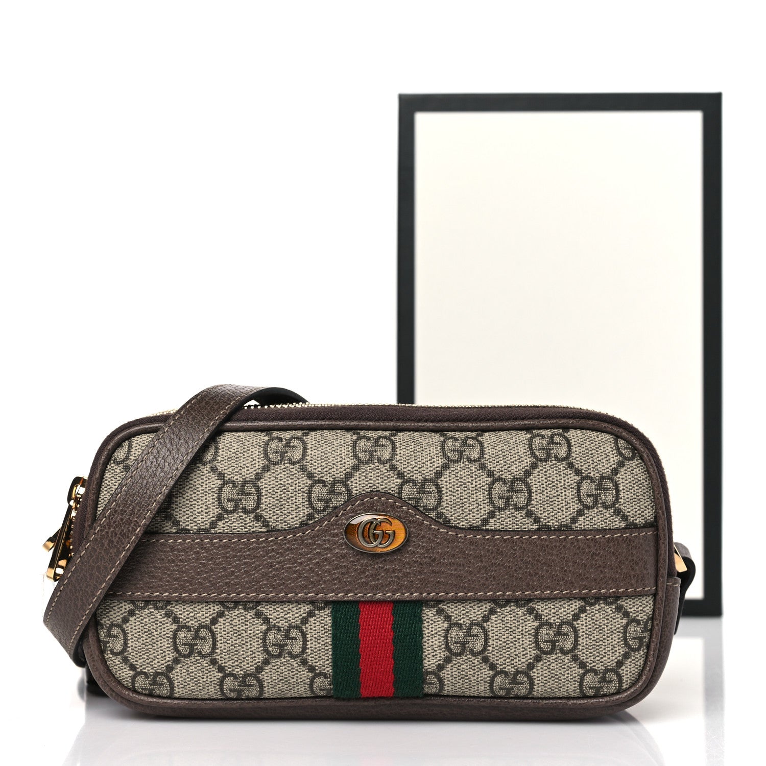 Gucci GG Supreme Monogram Web Mini Ophidia GG Bag Brown 3 of 11