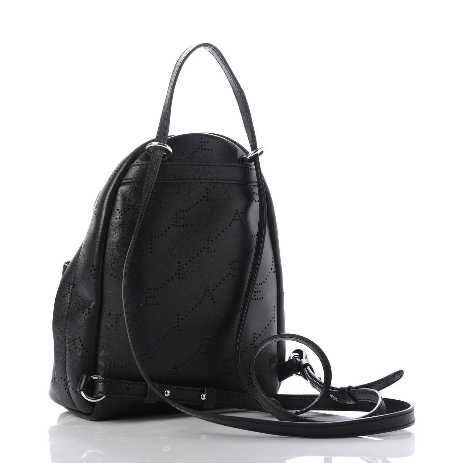 Stella McCartney Eco Alter Nappa Perforated Logo Mini Backpack Black 2 of 7