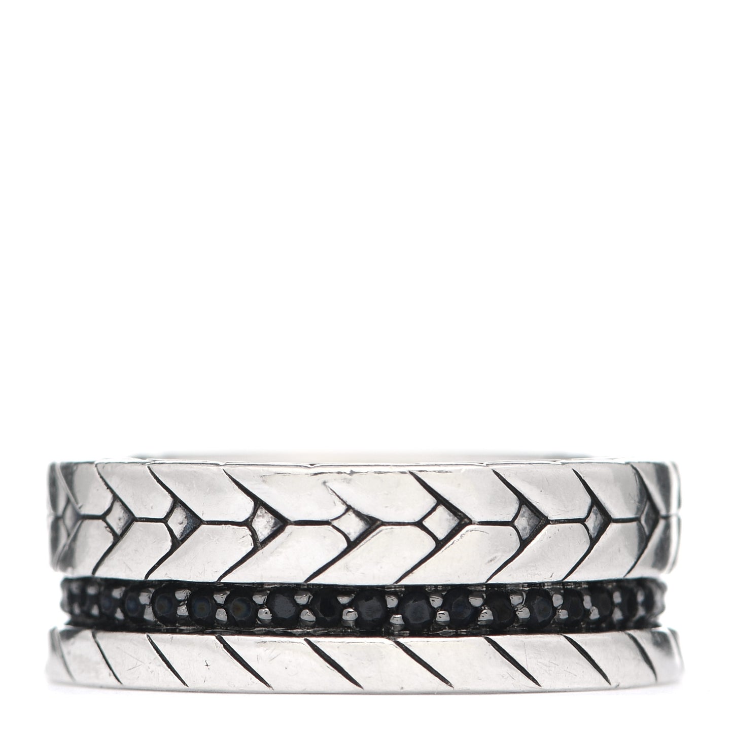 Sterling Silver Black Sapphire Black Spinel Modern Chain Band Ring 62 10