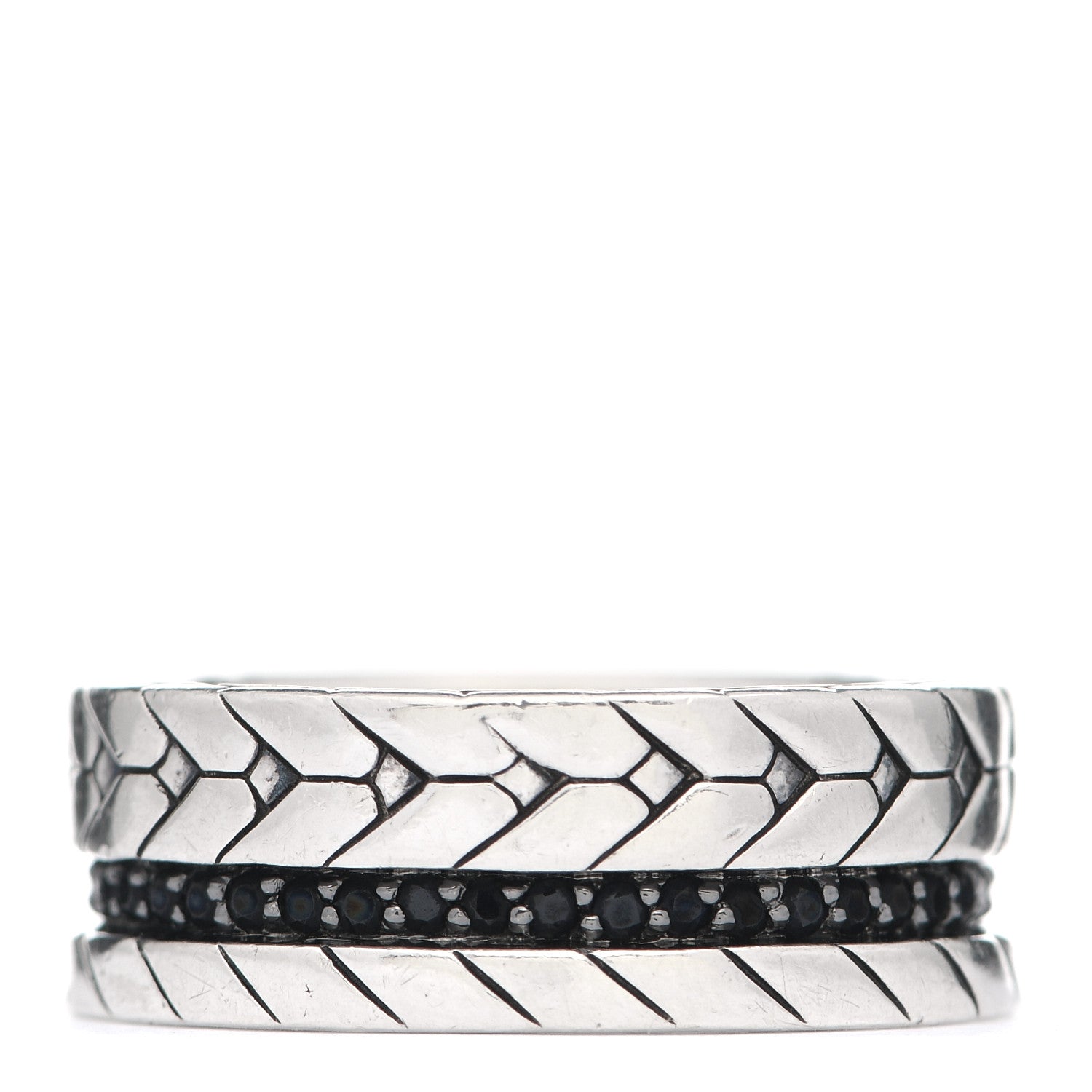 John Hardy Sterling Silver Black Sapphire Black Spinel Modern Chain Band Ring 62 10 1 of 4