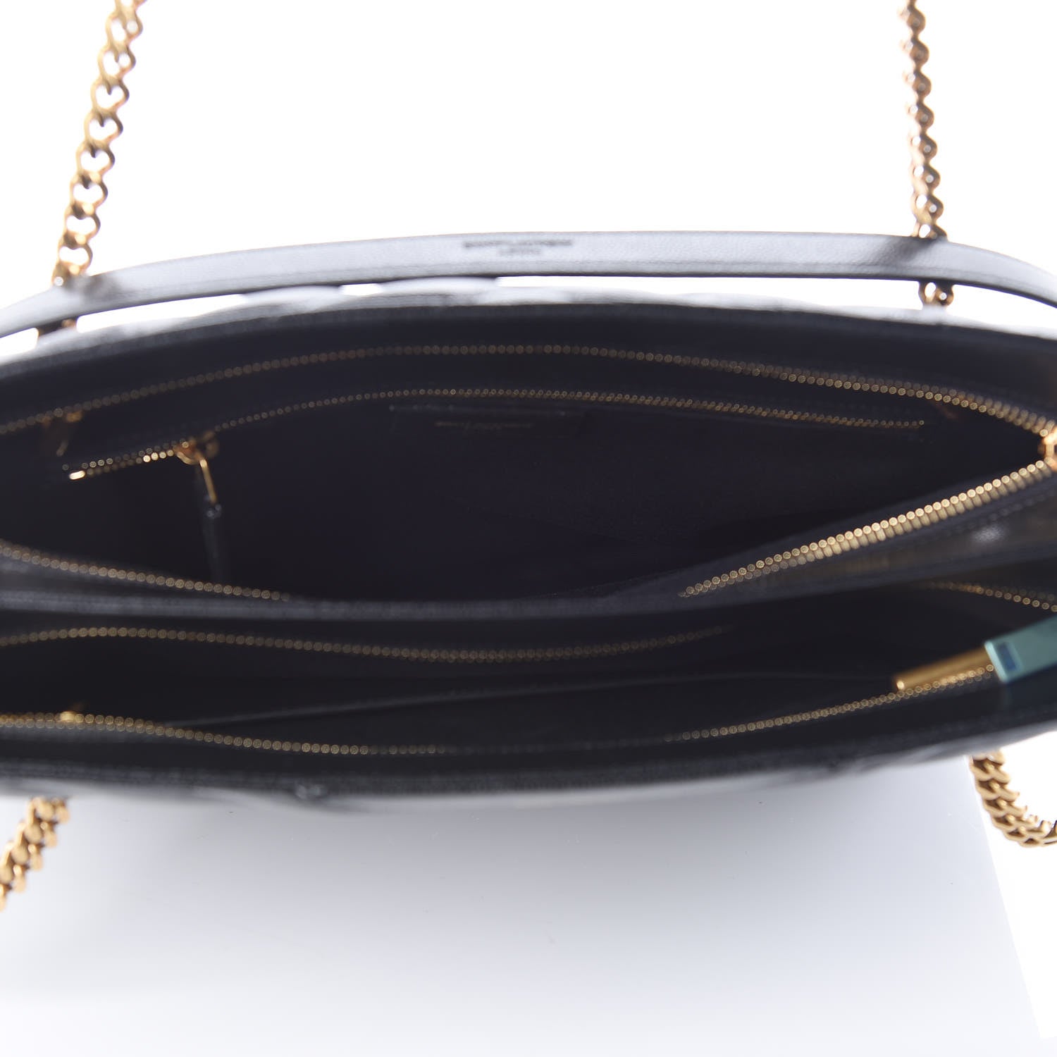 Saint Laurent Grain De Poudre Matelasse Chevron Medium Tribeca Shopping Bag Black 5 of 14