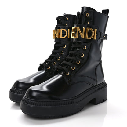 Fendi Vitello Abrasivato Fendigraphy 50mm Biker Boots 39 Black 3 of 9
