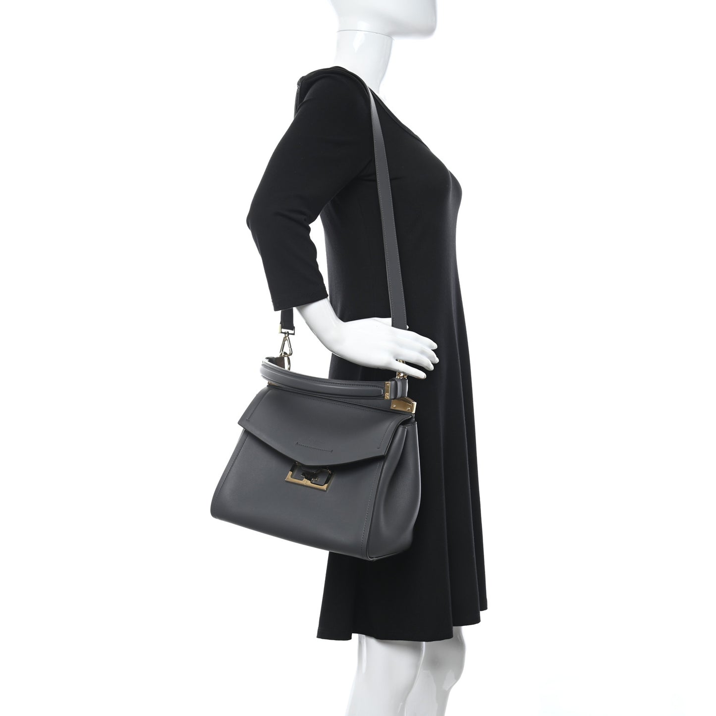 Calfskin Small Mystic Shoulder Bag Storm Grey