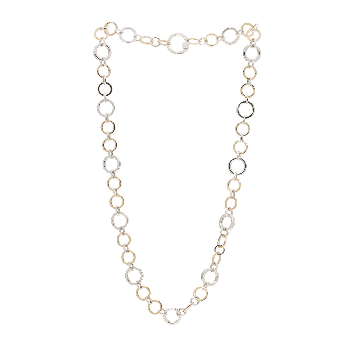 Sterling Silver 18K Yellow Gold Interlocking Circles Link Necklace