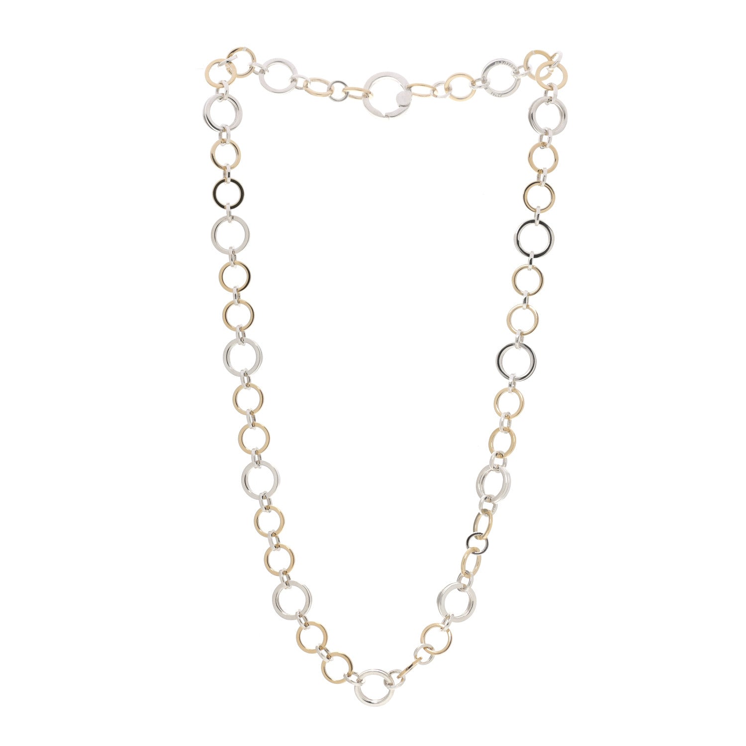 Tiffany Sterling Silver 18K Yellow Gold Interlocking Circles Link Necklace 3 of 5