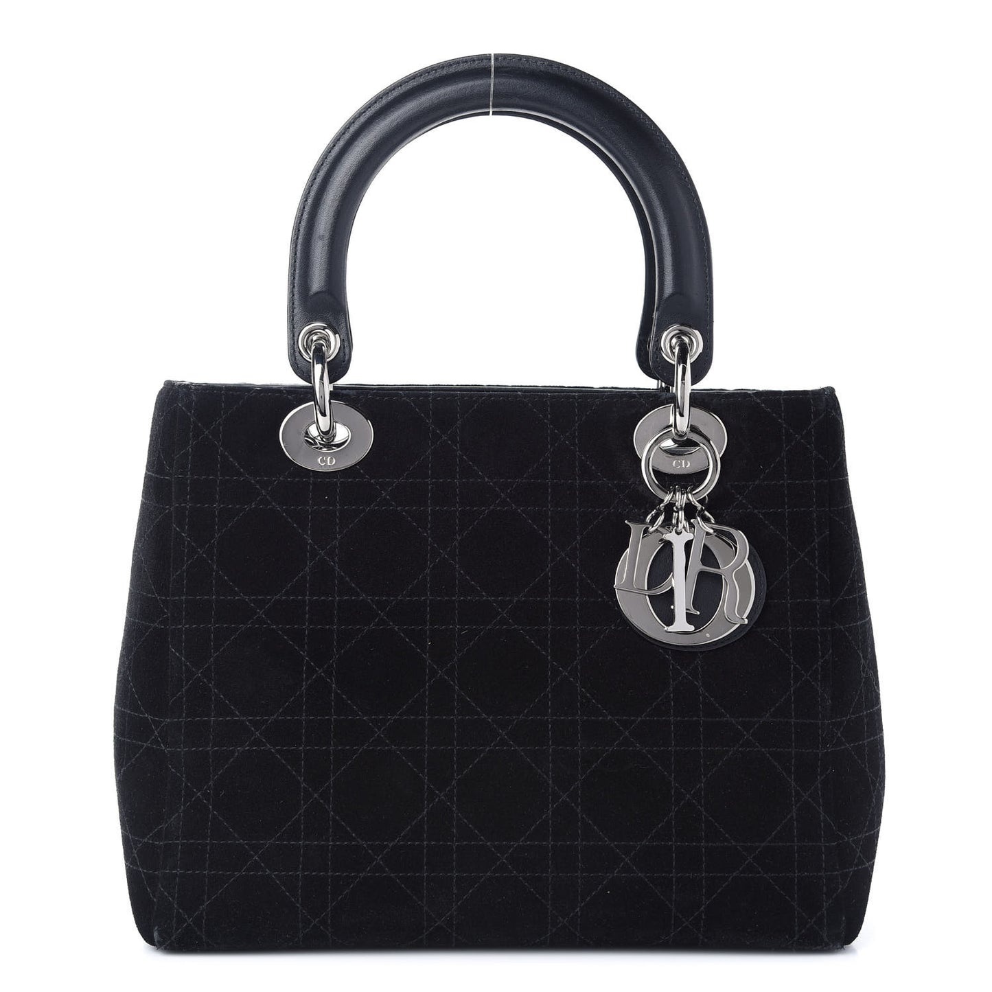 Suede Cannage Medium Lady Dior Black