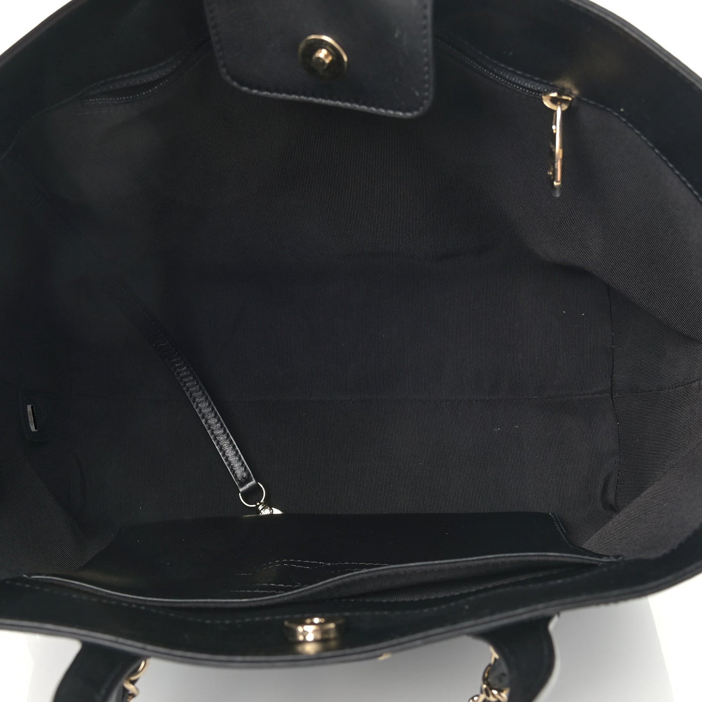 Calfskin Stitched Shopping Tote Black
