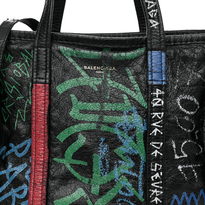 Balenciaga Agneau Arena Graffiti All Over S Bazar Shopper Tote Black Vert Rouge 8 of 23