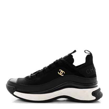 Chanel Velvet Calfskin Mixed Fibers CC Sneakers 38 Black 1 of 13