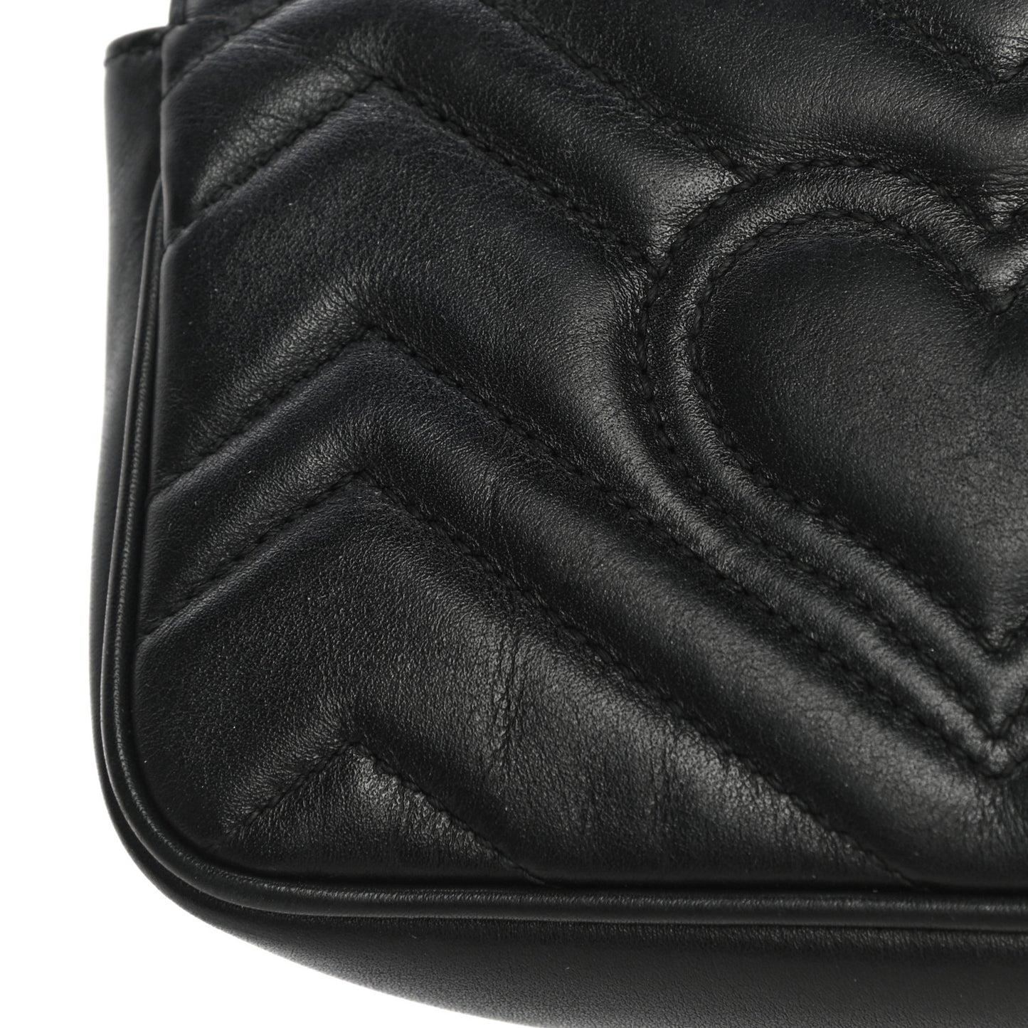 Calfskin Matelasse Super Mini GG Marmont Shoulder Bag Black