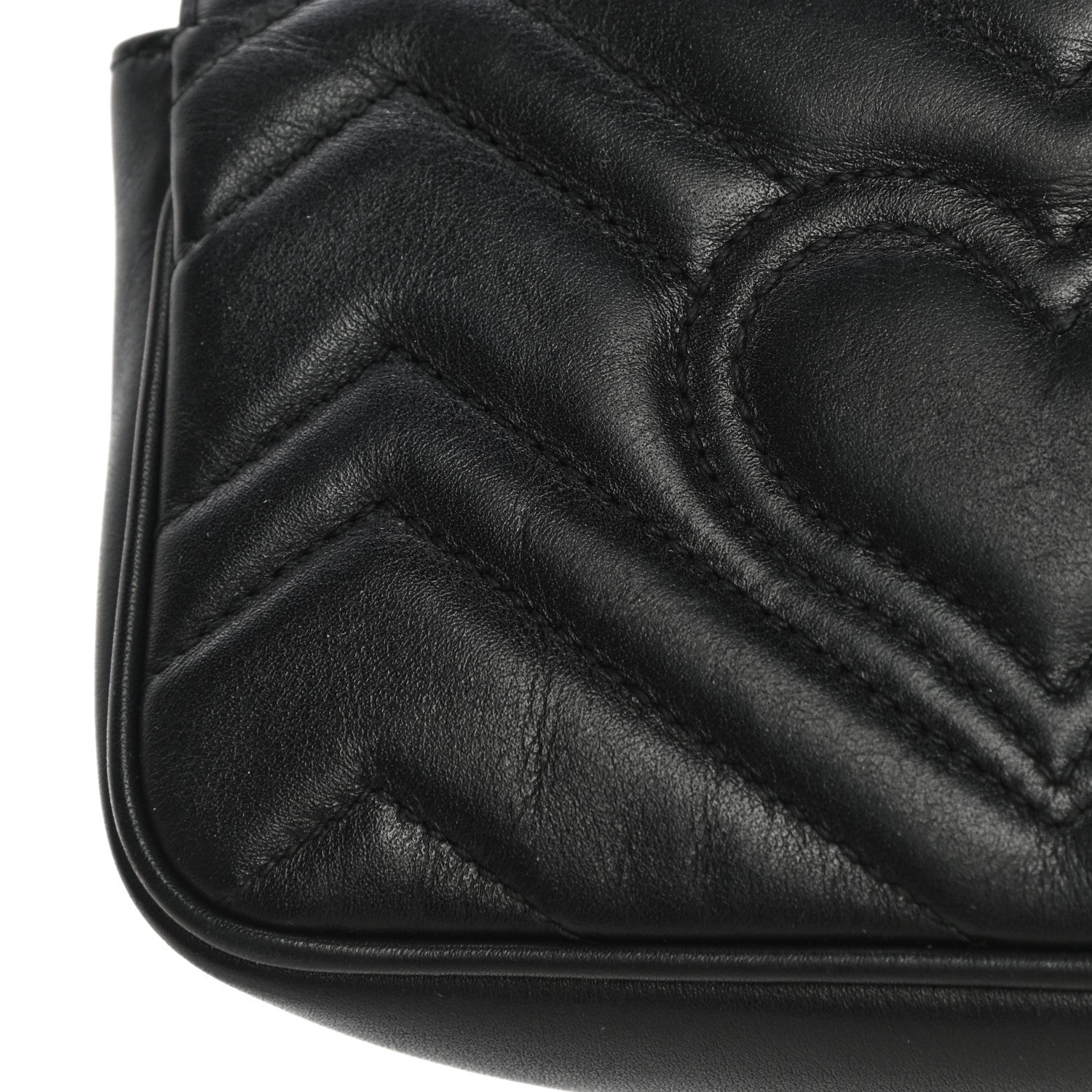 Gucci Calfskin Matelasse Super Mini GG Marmont Shoulder Bag Black 18 of 19