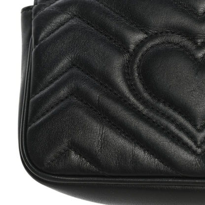 Gucci Calfskin Matelasse Super Mini GG Marmont Shoulder Bag Black 18 of 19