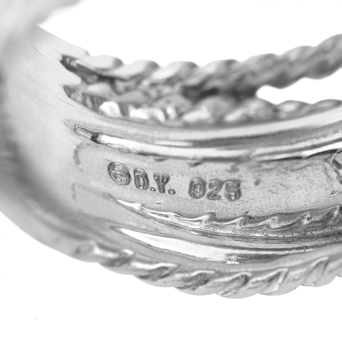 Sterling Silver Diamond 11mm Wide Crossover Cable Ring 54 6.75