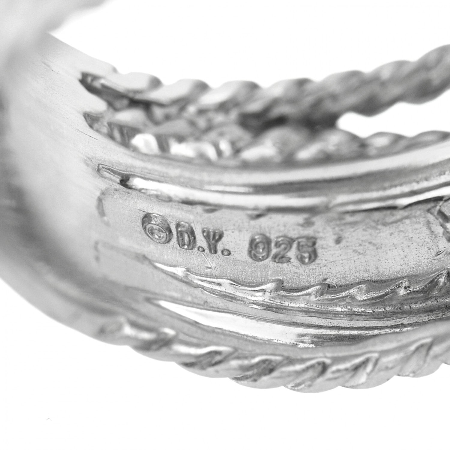 David Yurman Sterling Silver Diamond 11mm Wide Crossover Cable Ring 54 6.75 4 of 4