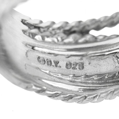 David Yurman Sterling Silver Diamond 11mm Wide Crossover Cable Ring 54 6.75 4 of 4
