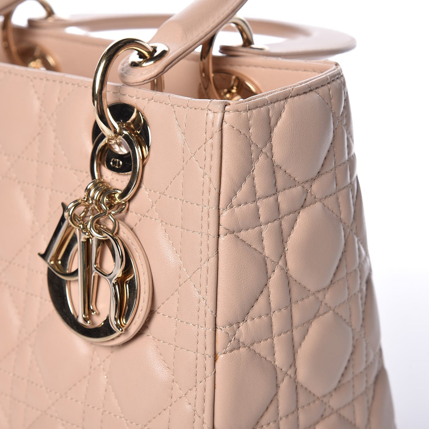 Lambskin Cannage Medium Lady Dior Beige