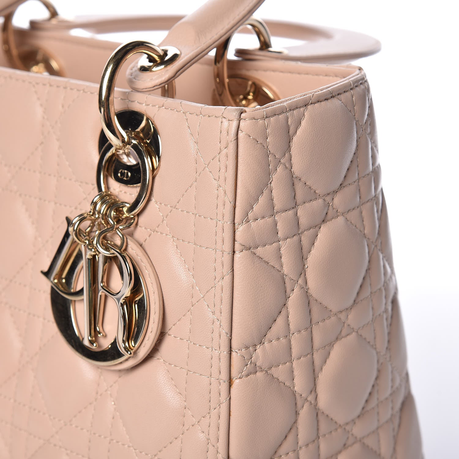 Christian Dior Lambskin Cannage Medium Lady Dior Beige 14 of 15
