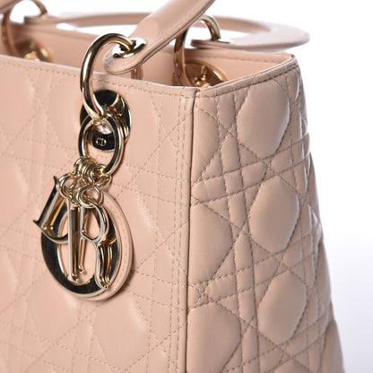 Christian Dior Lambskin Cannage Medium Lady Dior Beige 14 of 15