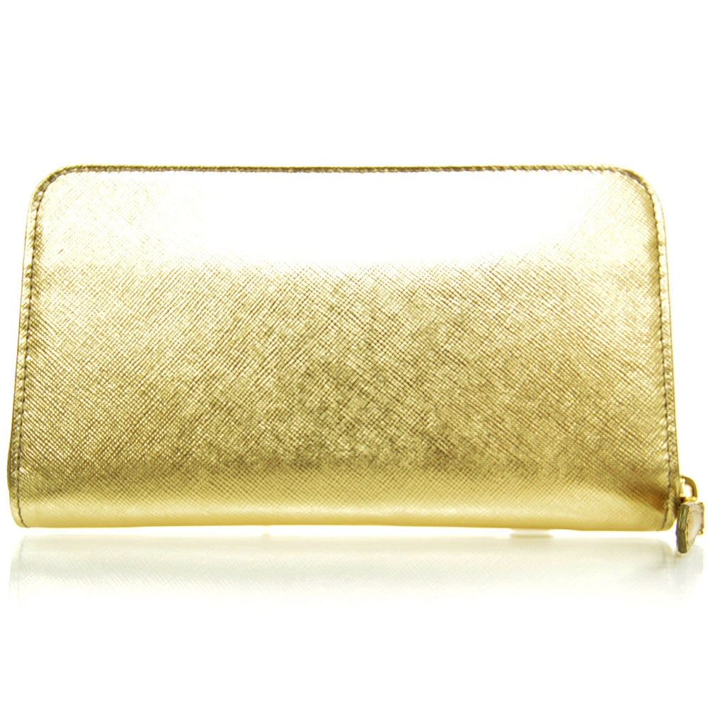 Saffiano Zip Around Wallet Platino