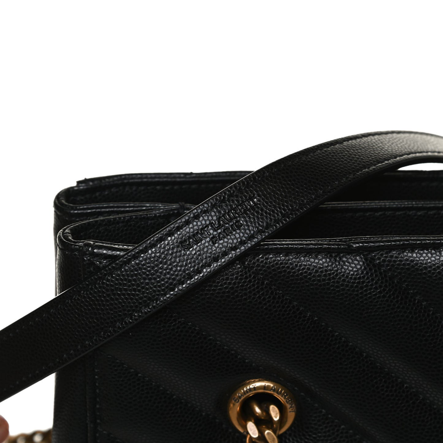 Grain De Poudre Matelasse Chevron Medium Tribeca Shopping Bag Black
