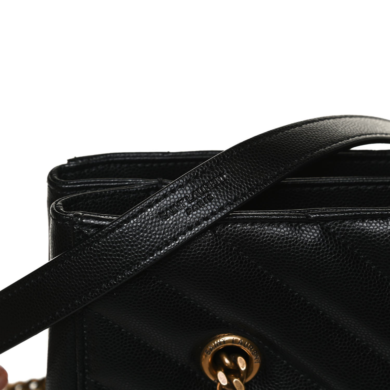 Saint Laurent Grain De Poudre Matelasse Chevron Medium Tribeca Shopping Bag Black 11 of 11