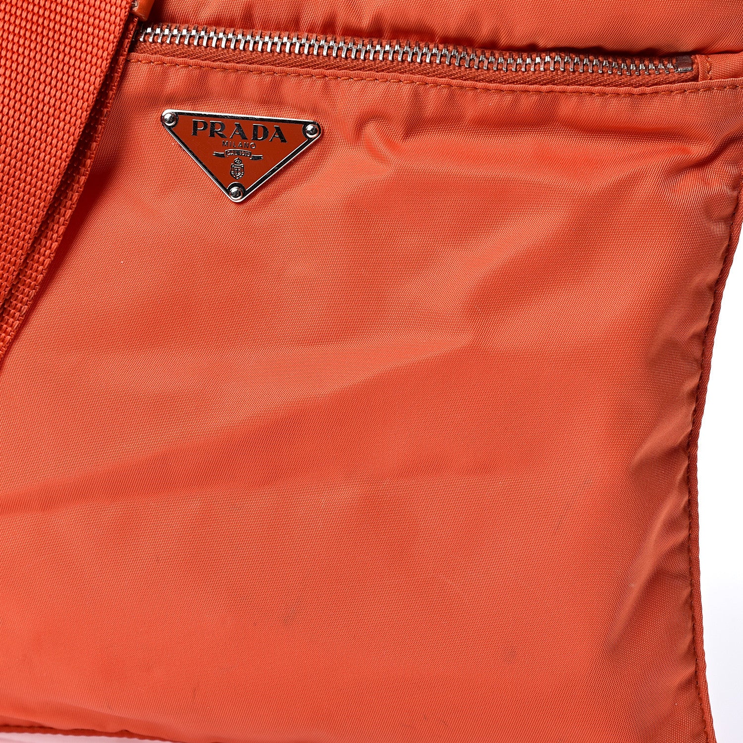 Prada Nylon Vela Flat Messenger Bag Papaya 8 of 11