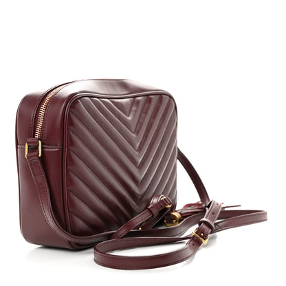 Saint Laurent Calfskin Matelasse Monogram Lou Camera Bag Dark Legion Red 3 of 10