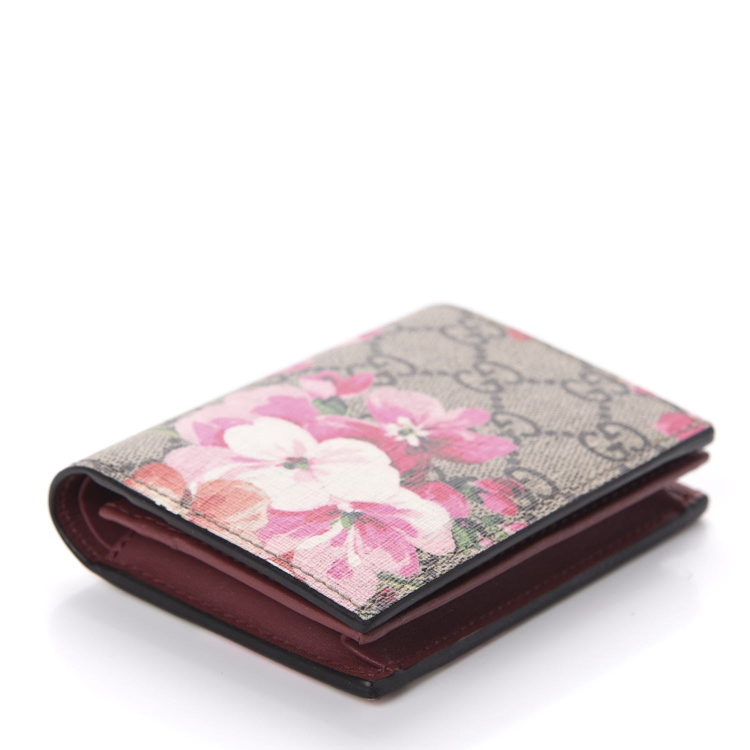 Gucci GG Supreme Monogram Blooms Card Case Beige Multicolor Dry Rose 4 of 7