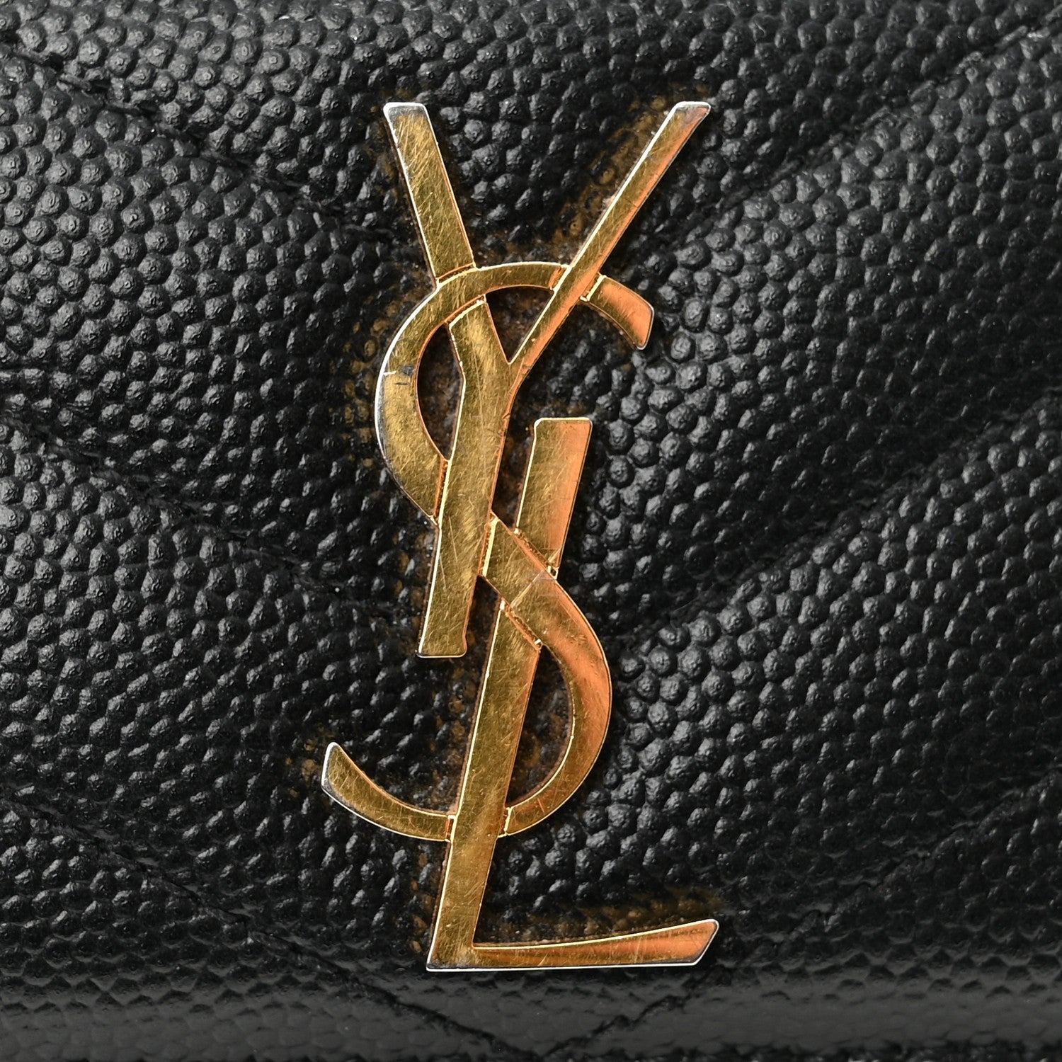 Saint Laurent Grain De Poudre Matelasse Chevron Monogram Credit Card Case Black 11 of 11